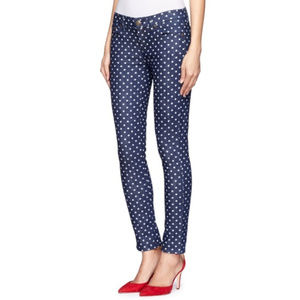 J. CREW Toothpick Jeans Blue White Polka Dot sz 25